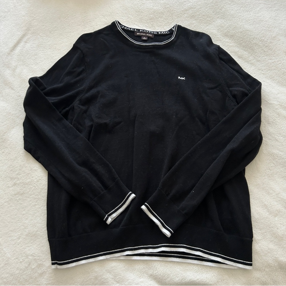 Michael Kors Black Sweater with White Trim